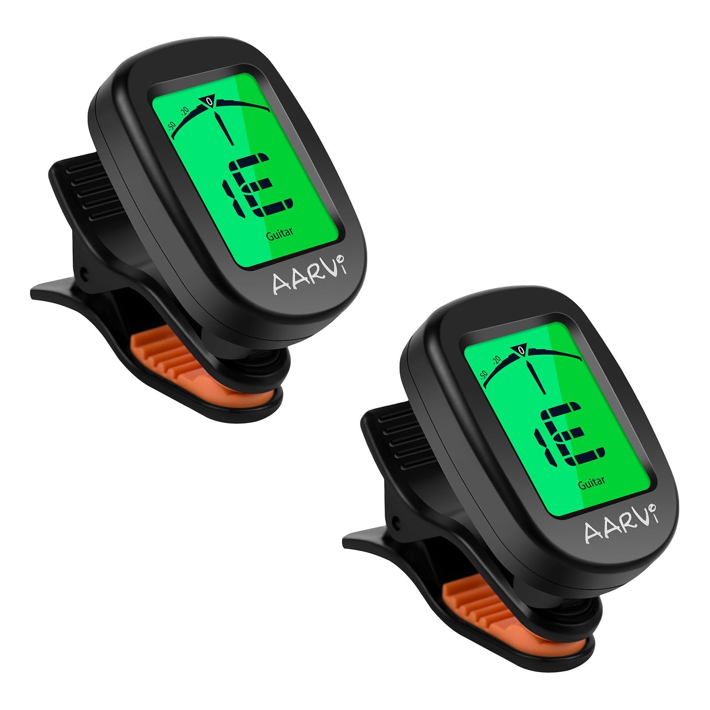 Clip On Guitar Tuner 2 Pack for All Instruments, Acoustic/Electric Guitar, Ukulele, Bass, Violin, Banjo, Large Clear LCD Display
