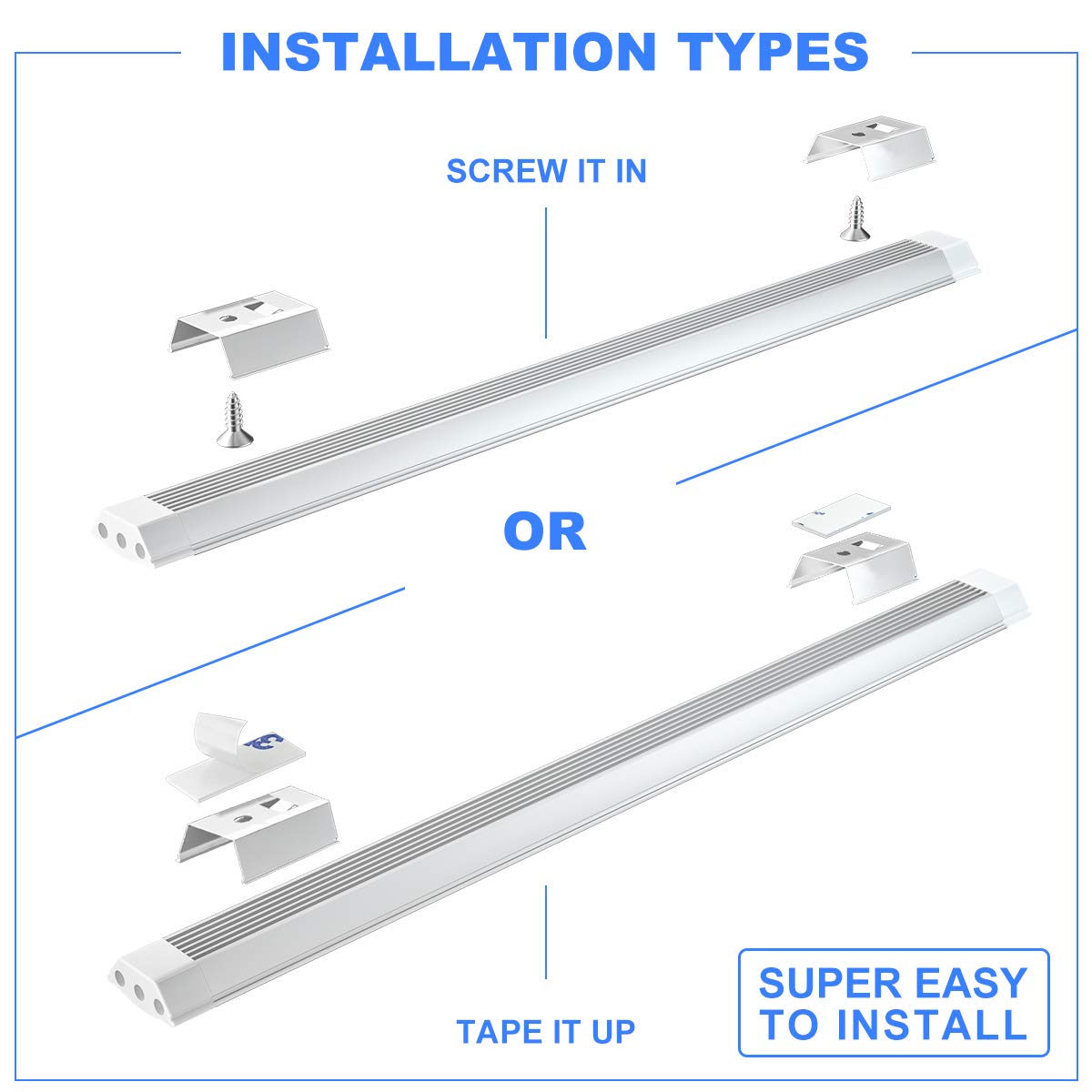 Myplus Under Cabinet Lights, 12 Dimmable Led Light Bar, Aluminum, Warm White 3000K, Plug-In, Silver Case