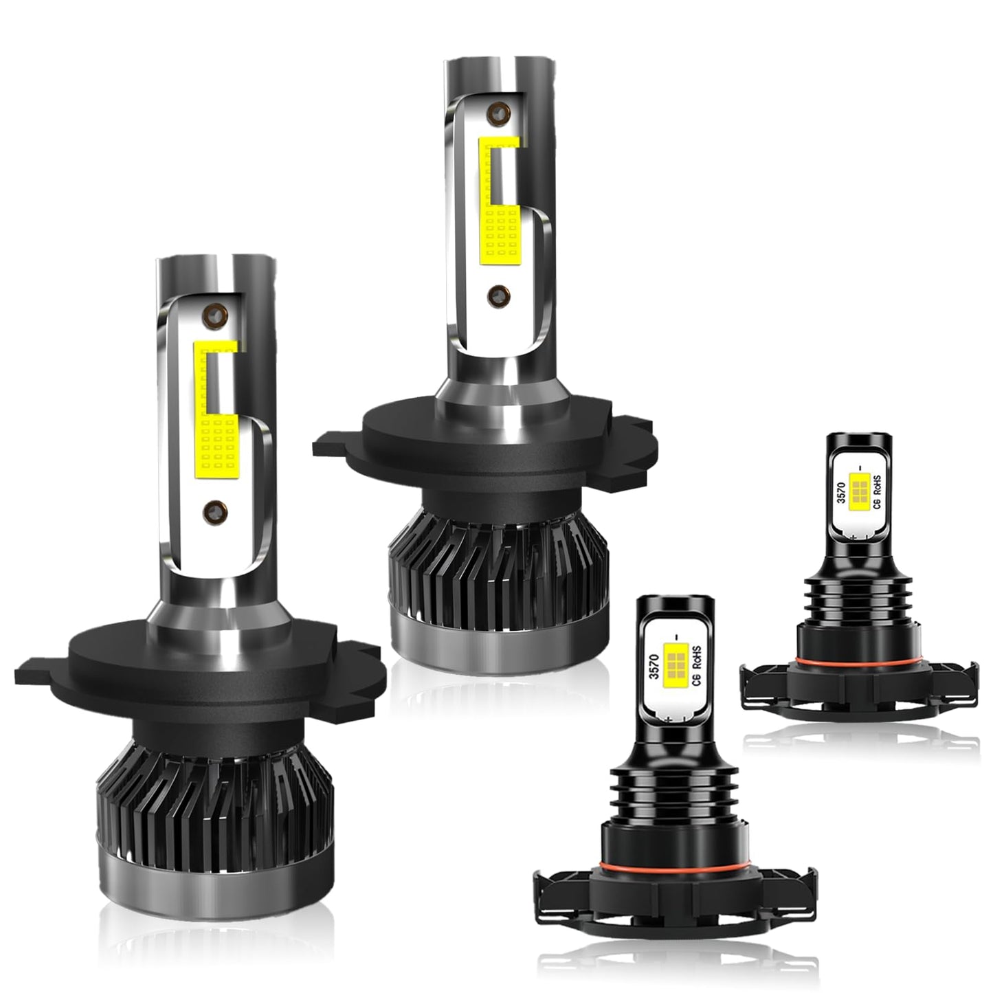 Tsianhuzy Fit For 2014 2015 2016 2017 2018 2019 2020 2021 Toyota Tundra Light Combo High Low Beam Fog Light Bulbs 6000K Lighting Spectrum Aluminum Housing Plug And Play Ip68 Pack Of 4