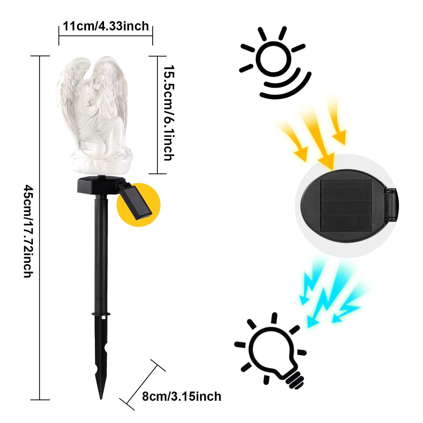 Xurleq Solar Garden Light - Waterproof Angel Resin Decor For Lawn, Patio & Fence