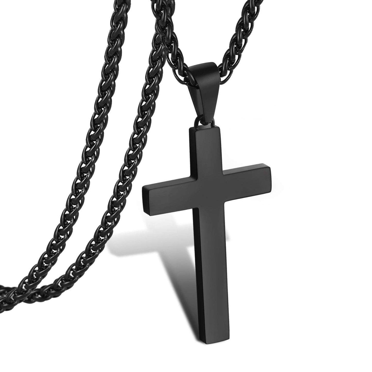P. BLAKE Cross Necklace for Men, Stainless Steel Mens Cross Pendant Chain Christian Religious Jewelry Valentines Christmas Gifts