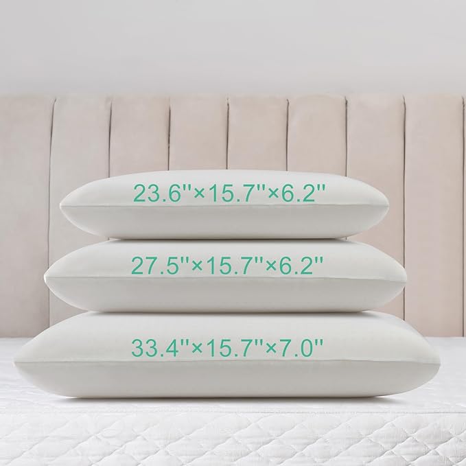 Latex Pillow, 100% Talalay Natural Latex Pillow, Soft Sleeping Bed Pillows with Cotton Cover, Queen Size, Perfect for Side/Back Pain, Stomach, Neck, Stress Relief