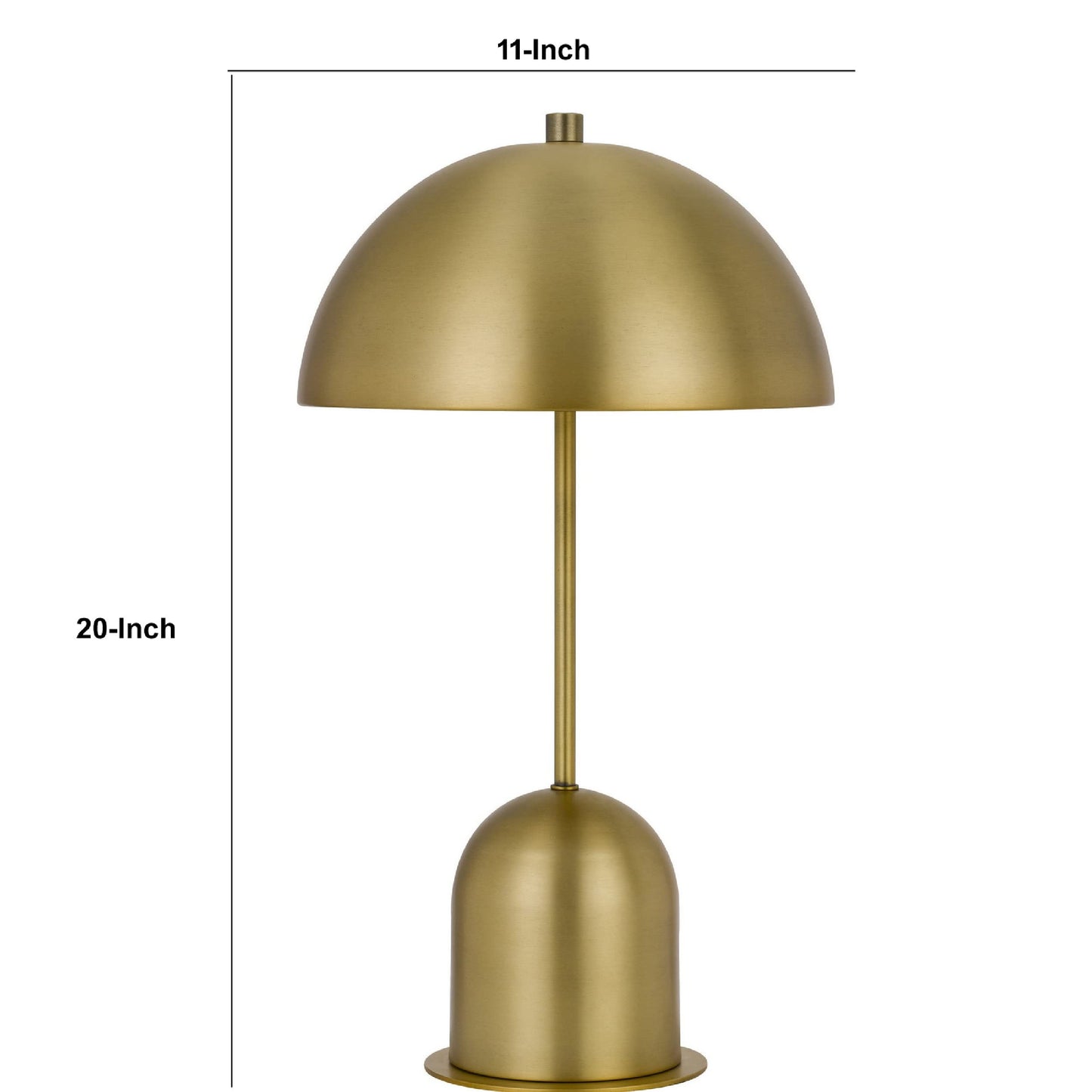Benzara 20 Inch Metal Accent Table Lamp, Brass Dome Shade, Model BM271961