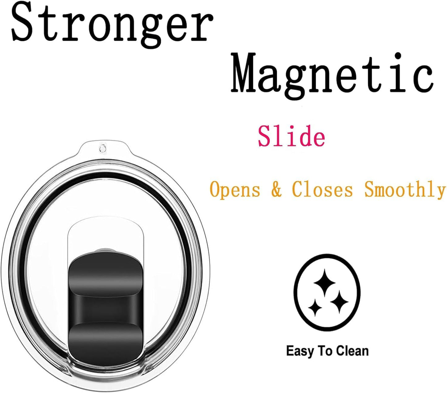 20 oz Tumbler Lids for Yeti, 4 Pcs Replacement Magnetic Spill-Resistant Lids for Yeti 20 oz Tumbler, 10 oz Mug, 10 oz Lowball with Magnetic Slider Switch, BPA Free