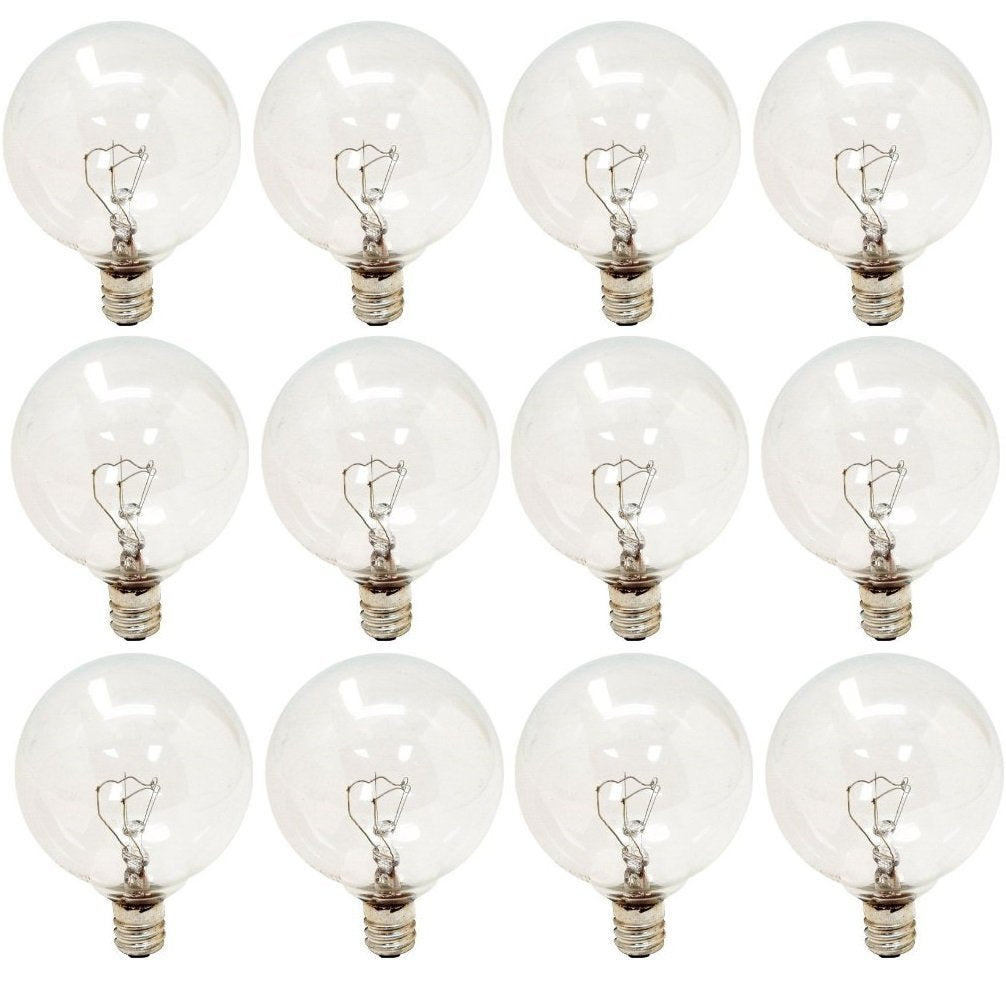 Ge Decorative Globe Bulb 40W 320 Lumens Candelabra Clear 12 Pack, Model 43160-278127