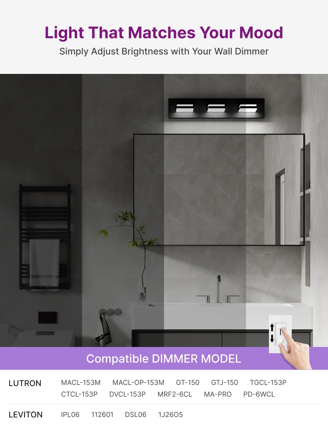 Likelgn 22 Vanity Light Over Mirror  3-Light Modern Bathroom Light Fixture With Rotatable Heads  5000K Daylight