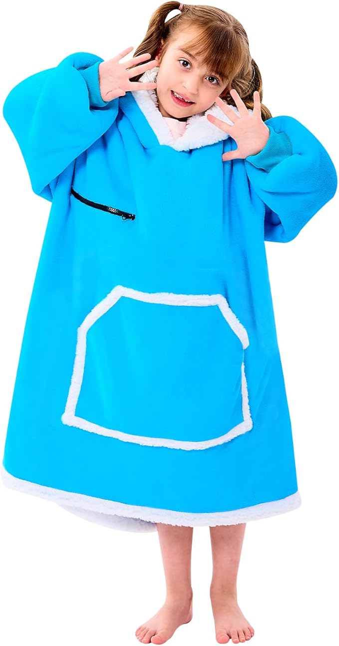 IFNOW Wearable Blanket Hoodie For Kids, Blanket Hoodie For Kids With Hood And Pockets, Girls Oversized Blankets Gift for Boys