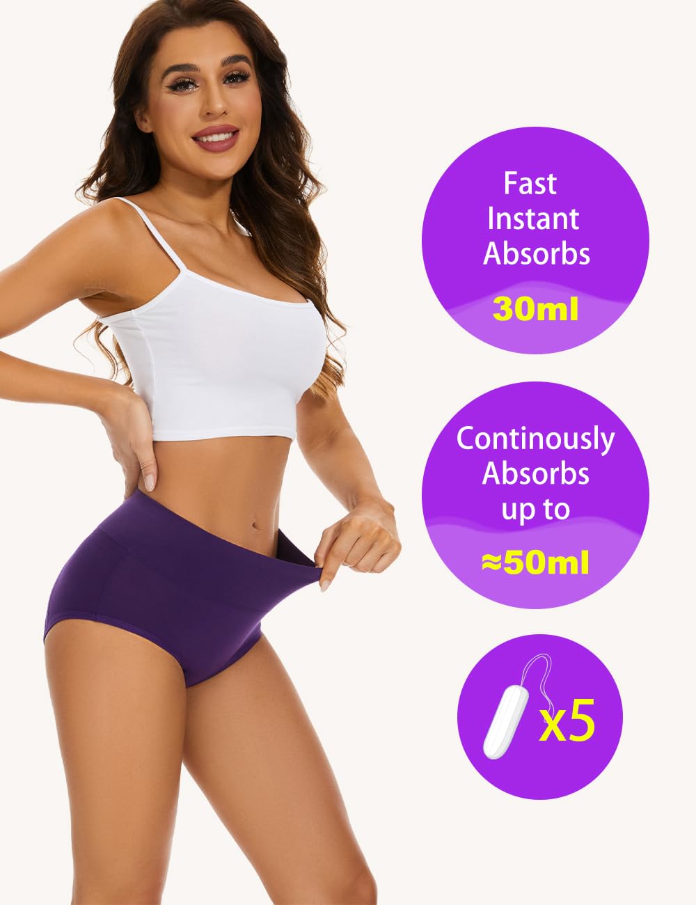 Allbase Incontinence Underwear for Women High Absorbency Period Panties Ladies Leakproof Protective Menstrual Postpartum Bladder Control Washable Cotton Briefs Multipack Plus Size