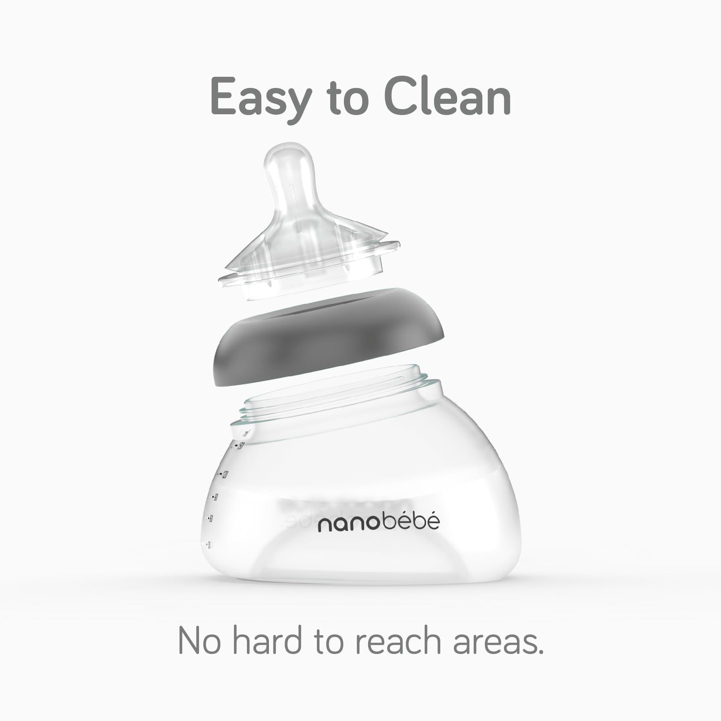 Nanobebe Breastmilk Bottle, Breastfeeding Newborn Breast Like, Anti Colic, Perfect Latch, Preserves Breast Milk nutrients, Twin-Pack Grey