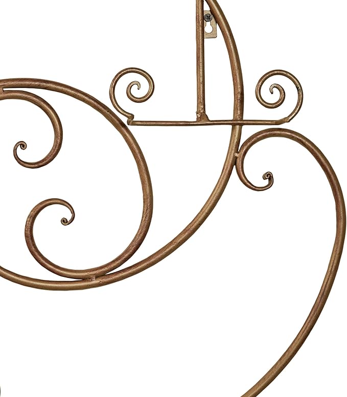 Laylla Wall-Mounted Plate Rack | Handpainted Satin Gold Durable Powdercoat | Handcrafted Metal Display with Swirling Scroll Accents | Holds 4 of Your Decorative 9 to 12 Inch Round or Square Plates