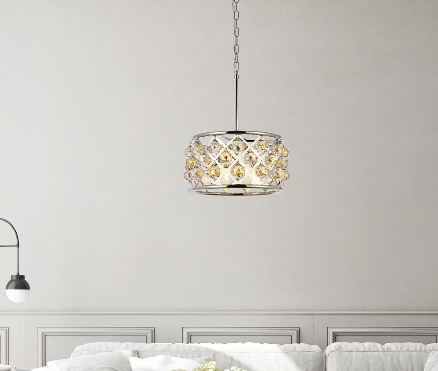 Elegant Lighting 4-Light Pendant Lamp, Polished Nickel Finish, Crystal, 16in Depth x 9in Height, Golden Teak, Model 1214D16PN-GT/RC