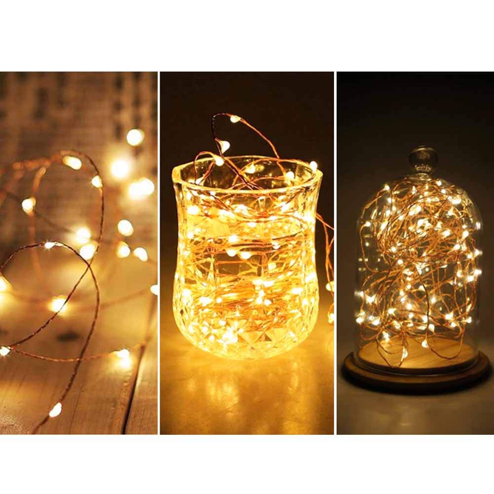 Twinkle Star Copper Fairy String Lights, 200 LED, 66 FT, USB Powered, 8 Modes, Warm White, Model ES-LCL-10M