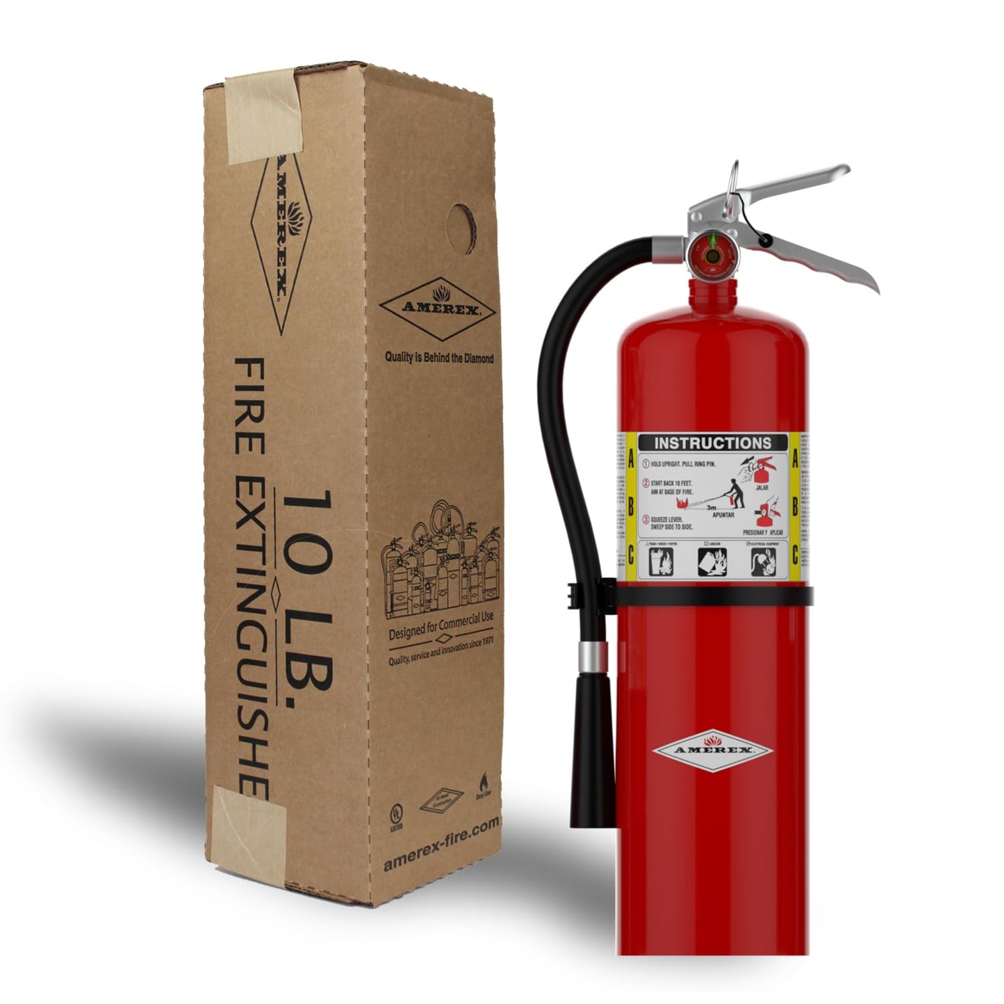 Amerex B456 ABC Dry Chemical Fire Extinguisher with Aluminum Valve, 10 lb. with Bracket