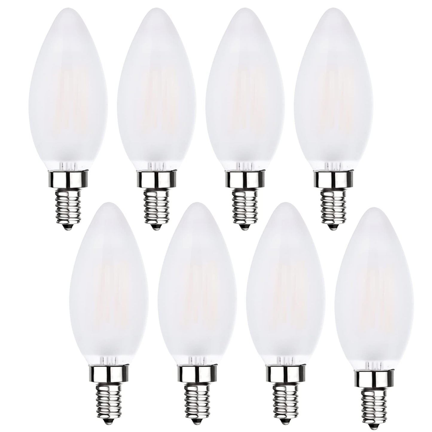 Sunaiony Frosted LED Candelabra Bulbs 6W 3000K Dimmable E12 8 Pack B11 Frosted Glass