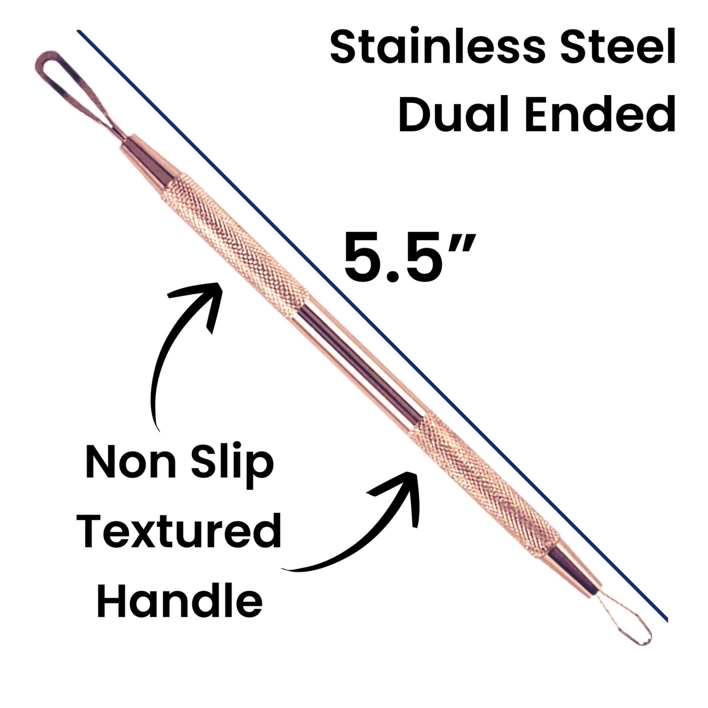 2 Professional Stainless Steel Blackhead Remover Blemish Extractor Tool - Acne Skin Nose Face Tzone Whitehead Zit Pimple Popper