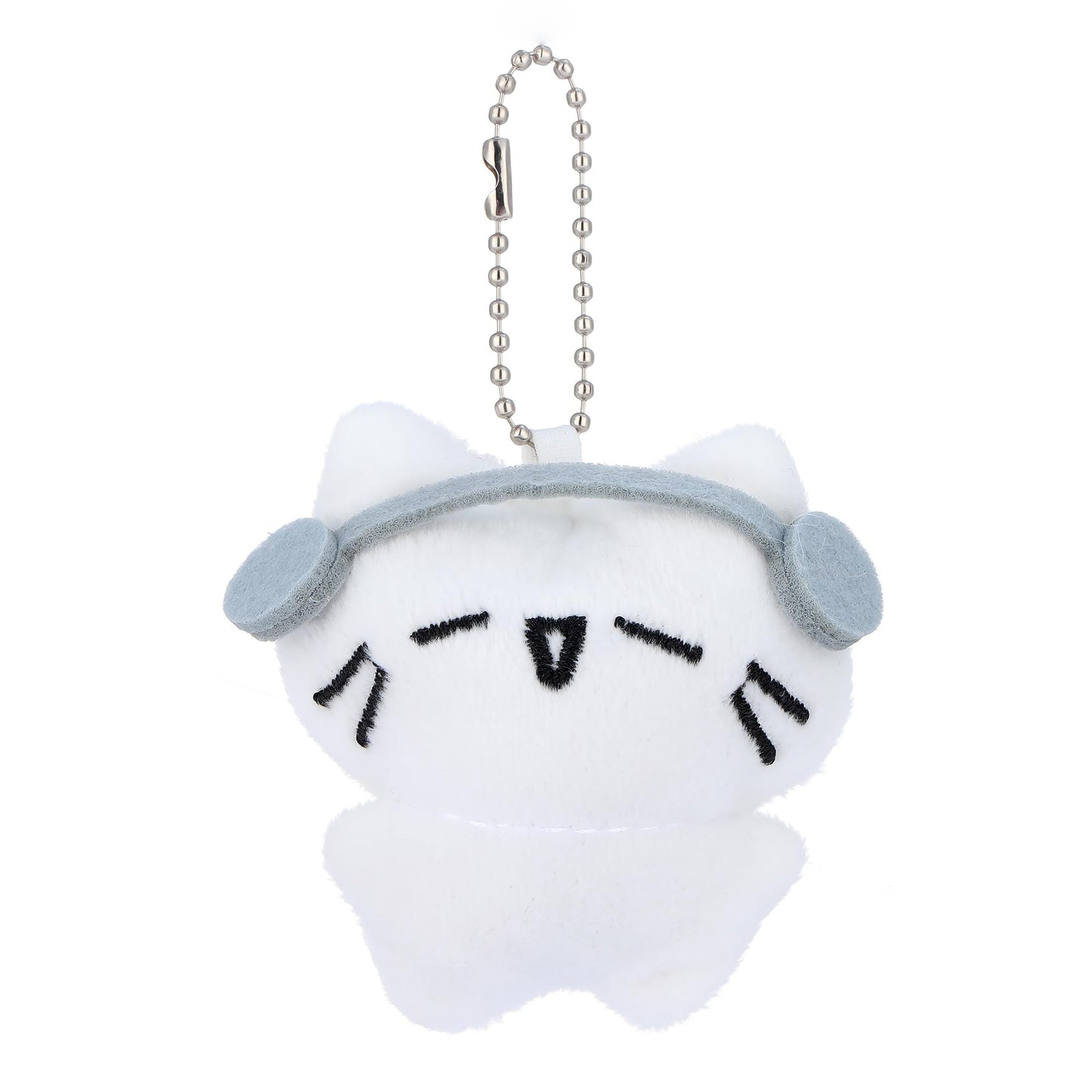 PUCAPOCO Cute Headphones Cat Keychain Kawaii Plush Kitten Bag Charms for Couples BFF Bag Backpack Handbag Purse Car 2PCS (headphone cat)