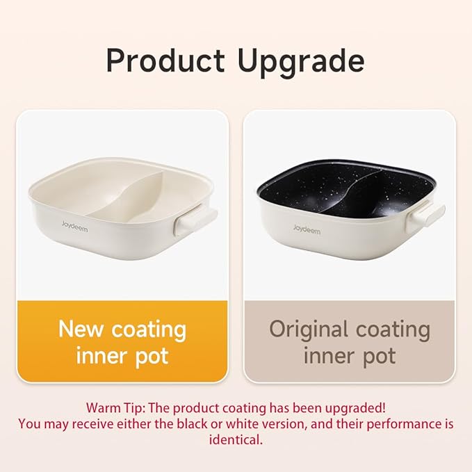 Joydeem Electric Hot Pot with Divider, 6L/6.3 qt Double-Flavor Shabu Shabu Pot, UL Listed & Boil-dry Protection, Suitable for 2-6 People, DHG-B600