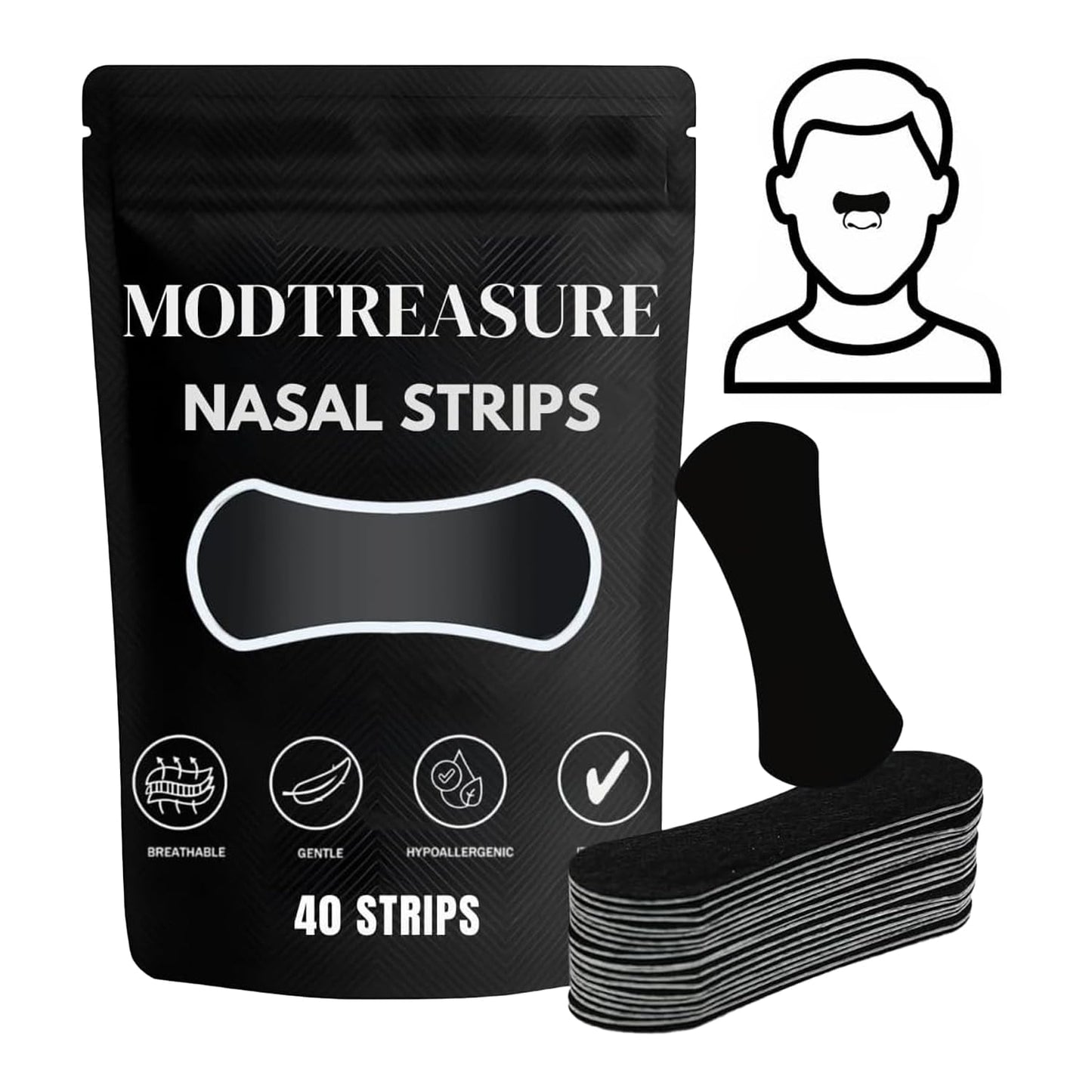 Anti Snoring Nasal Strips 40 Count – Magnetic Nose Strips for Breathing, Gentle & Hypoallergenic Nose Strips for Breathing, Instantly Open Airways for Easy Breathing & Natural Sleep Aid.