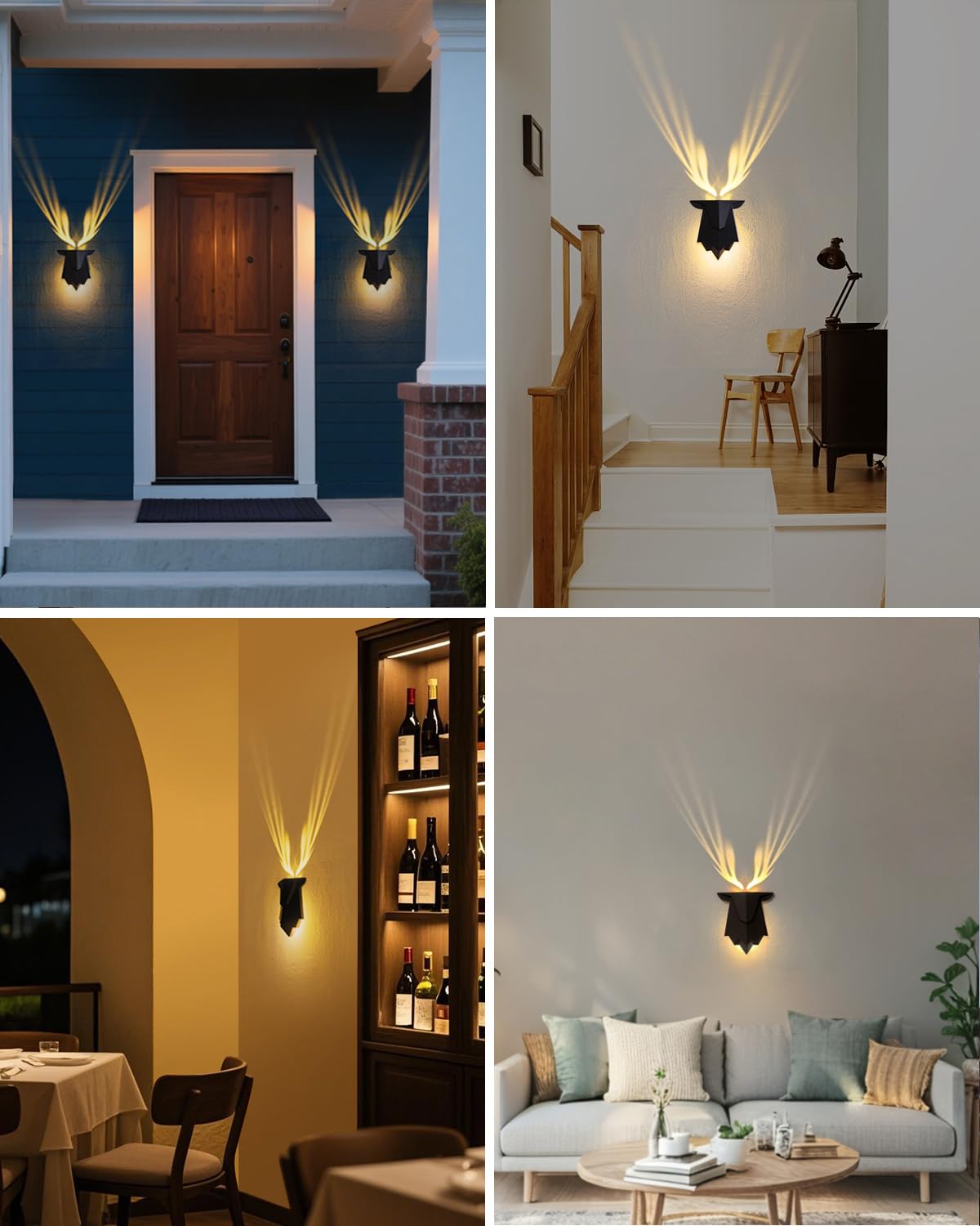 Fuloon Antler Night Light, Remote Control, Battery Operated, Adjustable, 1 PC, Black, Model S06