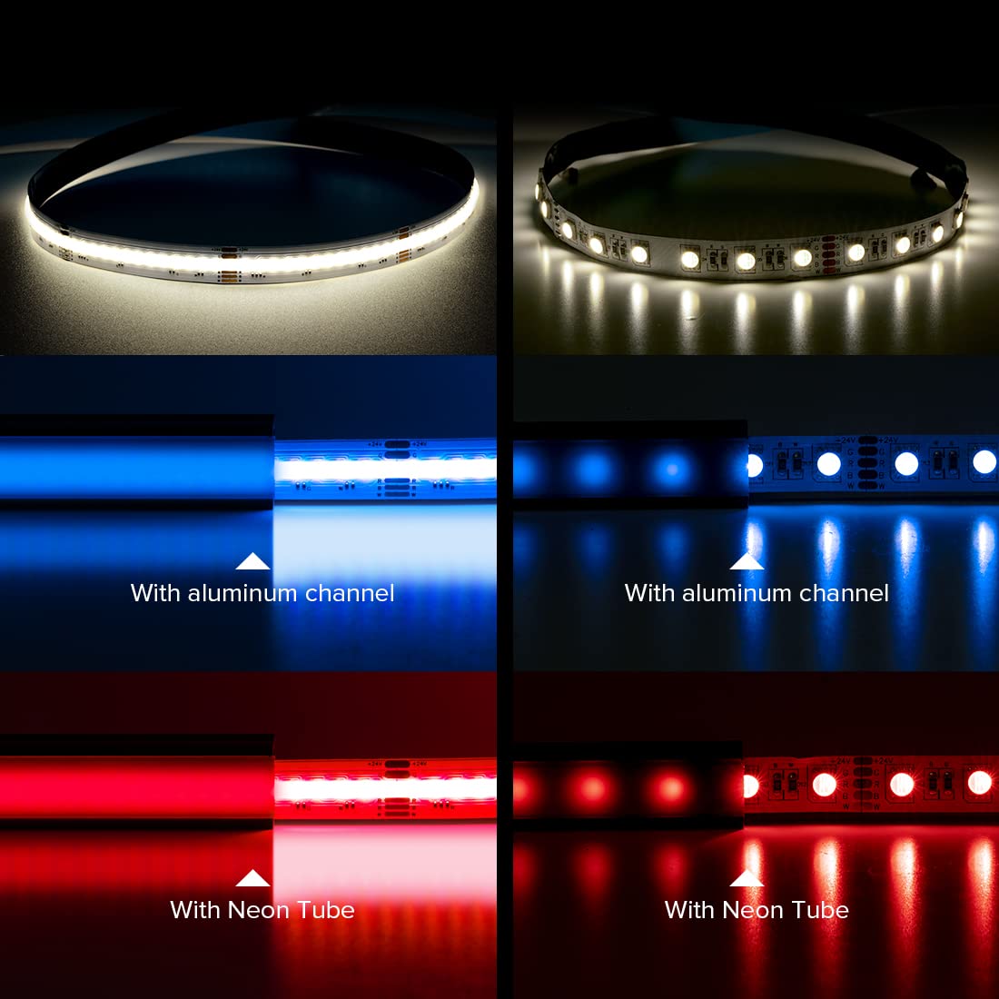 Btf-Lighting Fcob Cob Led Strip 9.8Ft Dc24V Rgbw 4000K High Density, Flexible, 12Mm Width For Indoor Home Decoration