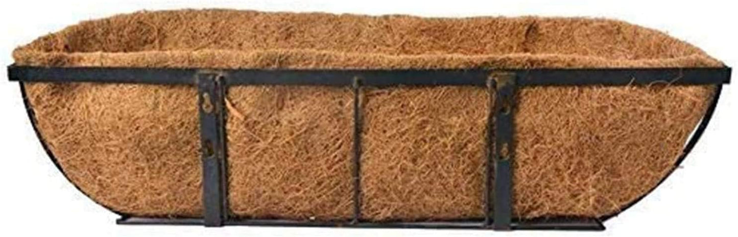 EROCK 2PCS Coco Liner Trough, 24/30/36/48 inch Half Moon Shape, Brown, Natural Coconut Fiber, Indoor/Outdoor, Perfect for Flower Basket & Window Box, 2 Levels, Breathable, 1 lb, 7x24x8 inches