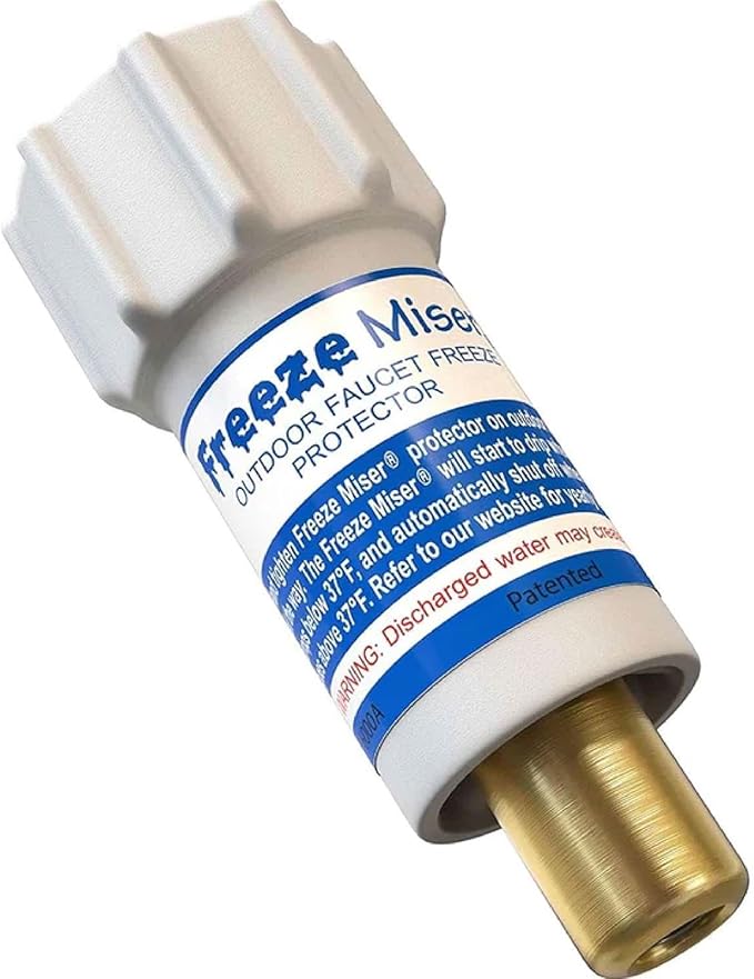 Freeze Miser Outdoor Faucet & Spigot Freeze Protection – Patented Valve Shield, Activates at Water Temperature Below 37°F/...