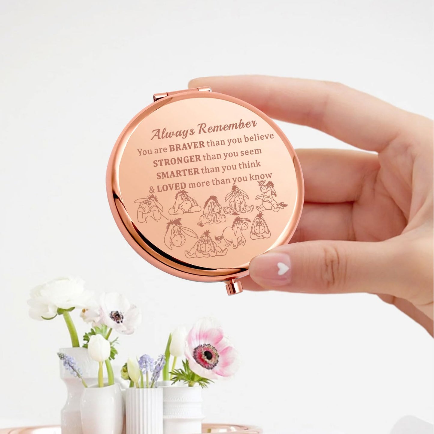 KEYCHIN Donkey Pocket Mirror Donkey Fans Gift You are Braver Stronger Smarter Than You Think Compact Mirror for Women Girls (Don