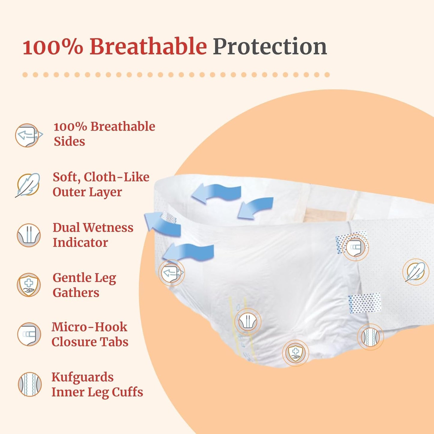 Tranquility AIR-Plus Breathable Bariatric Disposable Briefs - 4XL - 32 ct, White