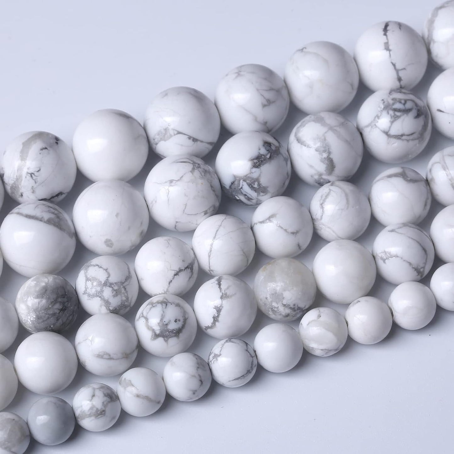 60pcs 6mm AAA Natural Stone Beads White Howlite Turquoises Round Loose Beads for Jewelry Making DIY Bracelet (White Howlite Turquoises, 6mm)