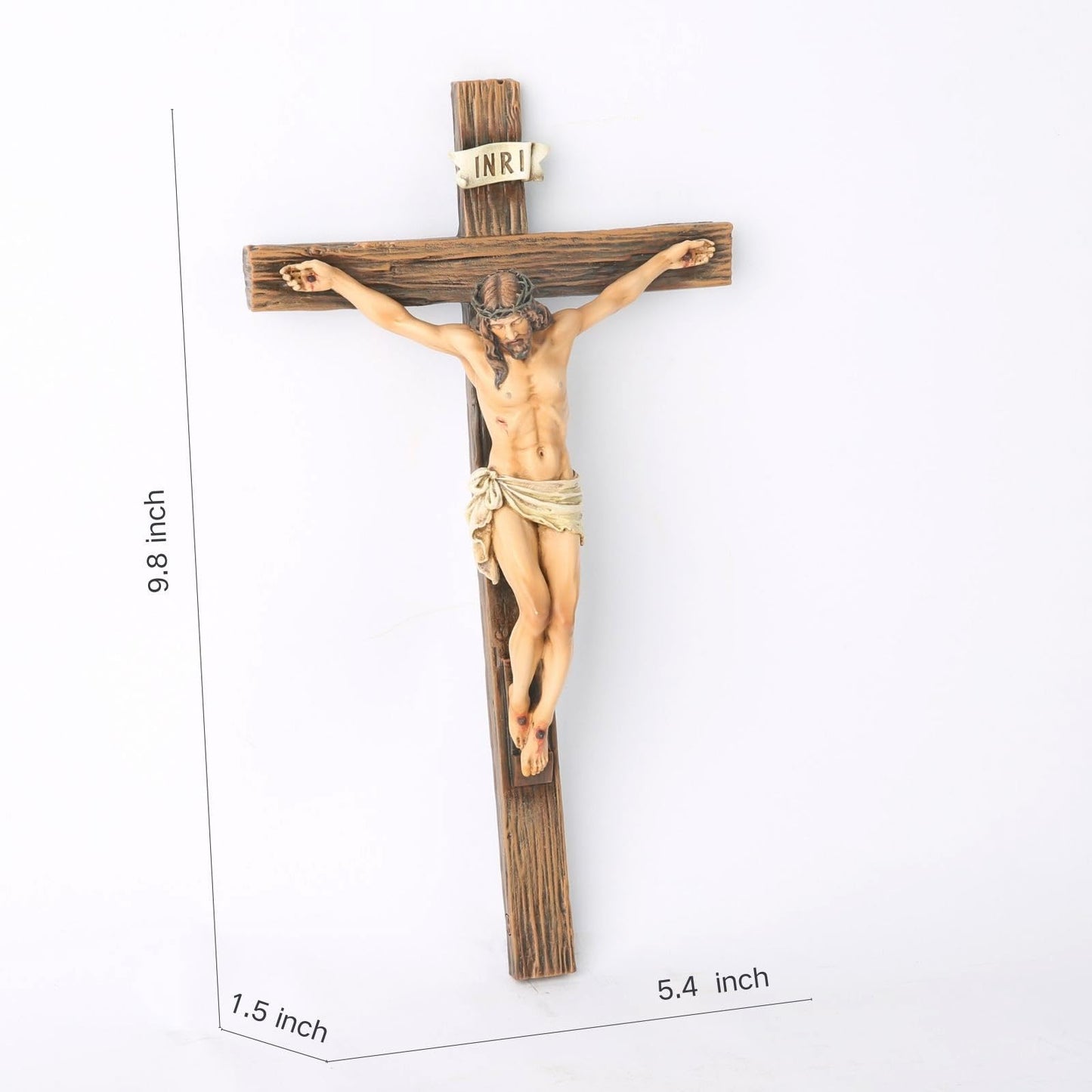 BC Catholic Crucifix Wall Cross, Jesus Christ Inspirational Home Décor, Religious Devout Gift, 10"H, Renaissance Sculpture Handmade by Buildclassic