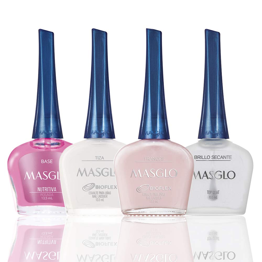MASGLO Tradicional - Set of 4 Nail Polishes 13-Free Clean Mix, Up to 7 Days of Wear, High-Coverage & Glossy Finish - (0.5 oz Eac