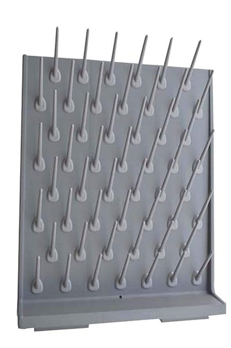 Lab Supply Drying Rack Pegboard Bench-top Wall-Mount Laboratory Glassware 52 Detachable Pegs Lab Drying Draining Rack Cleaning Equipment (Grey)