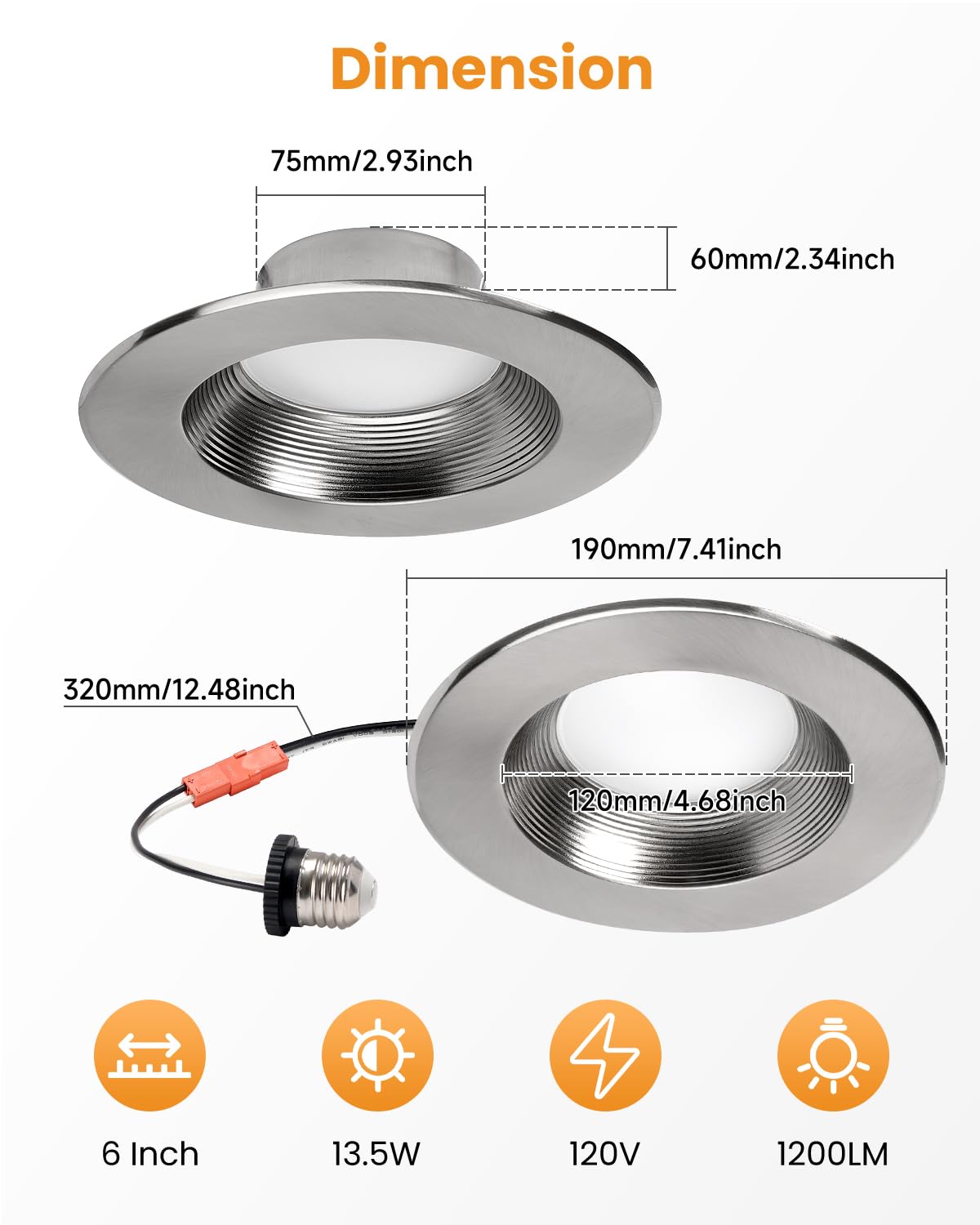 Wembanma 5/6 Inch Retrofit Recessed Lighting - 13.5W 1200Lm Downlight5Cct 2700K-6000K Recessed Lights Selectable Dimmable  Led Can Lights For Bathroom  Basement  6Inch 12P Brushed Nickel