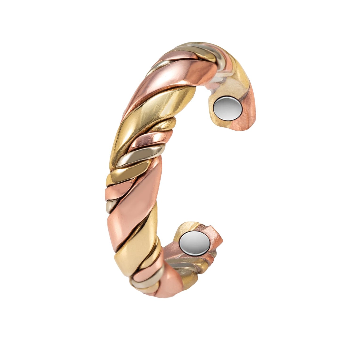 Wollet Tri Tone Braide Copper Magnetic Ring for Women, Magnetic Ring with 3 Colors, 99.9% Solid Pure Copper Ring with Magnets Ad