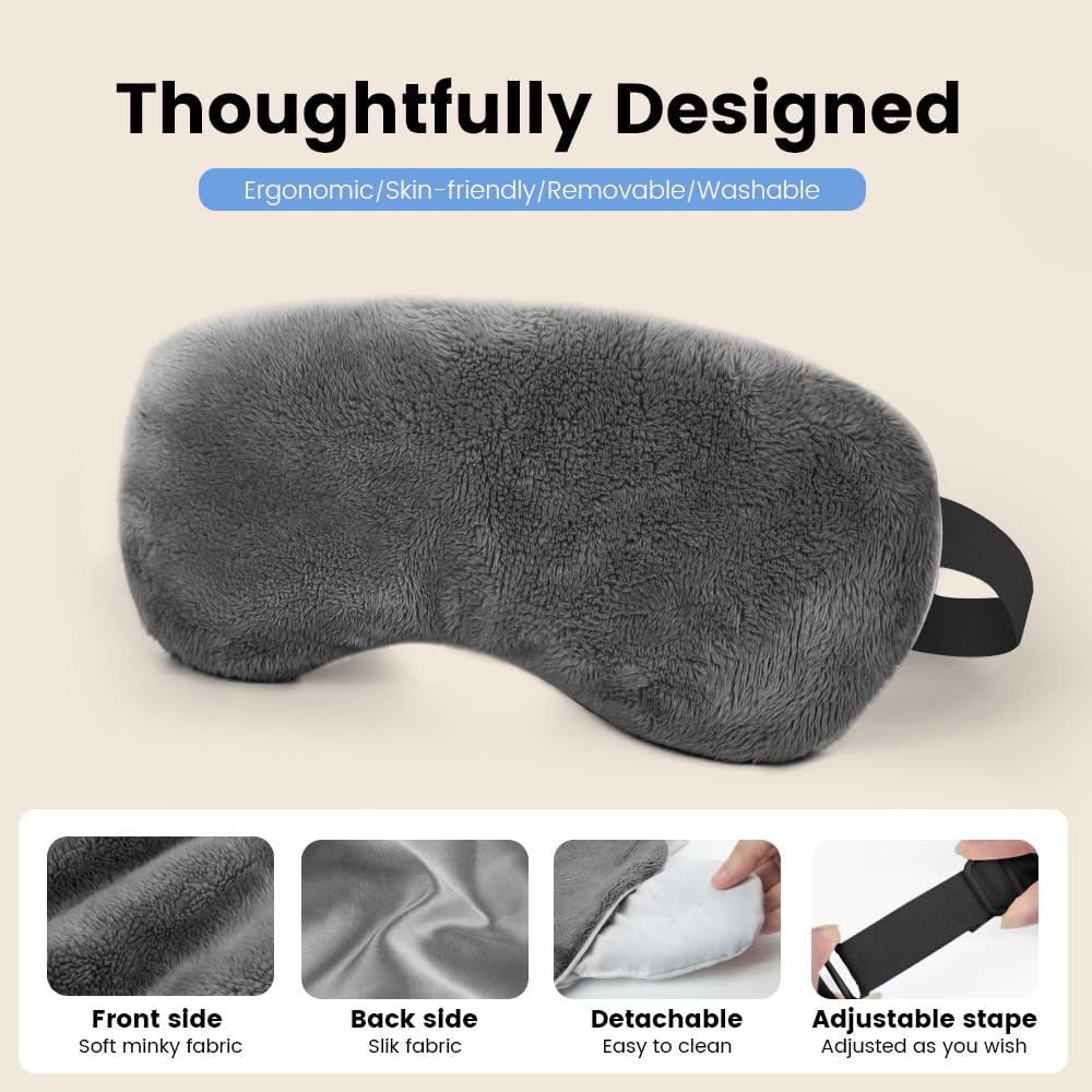 Microwave Heated Eye Mask, Steam Warm Compress for Dry Eyes, Work with Relieve, Blepharitis & Stye Treatment (Gray)