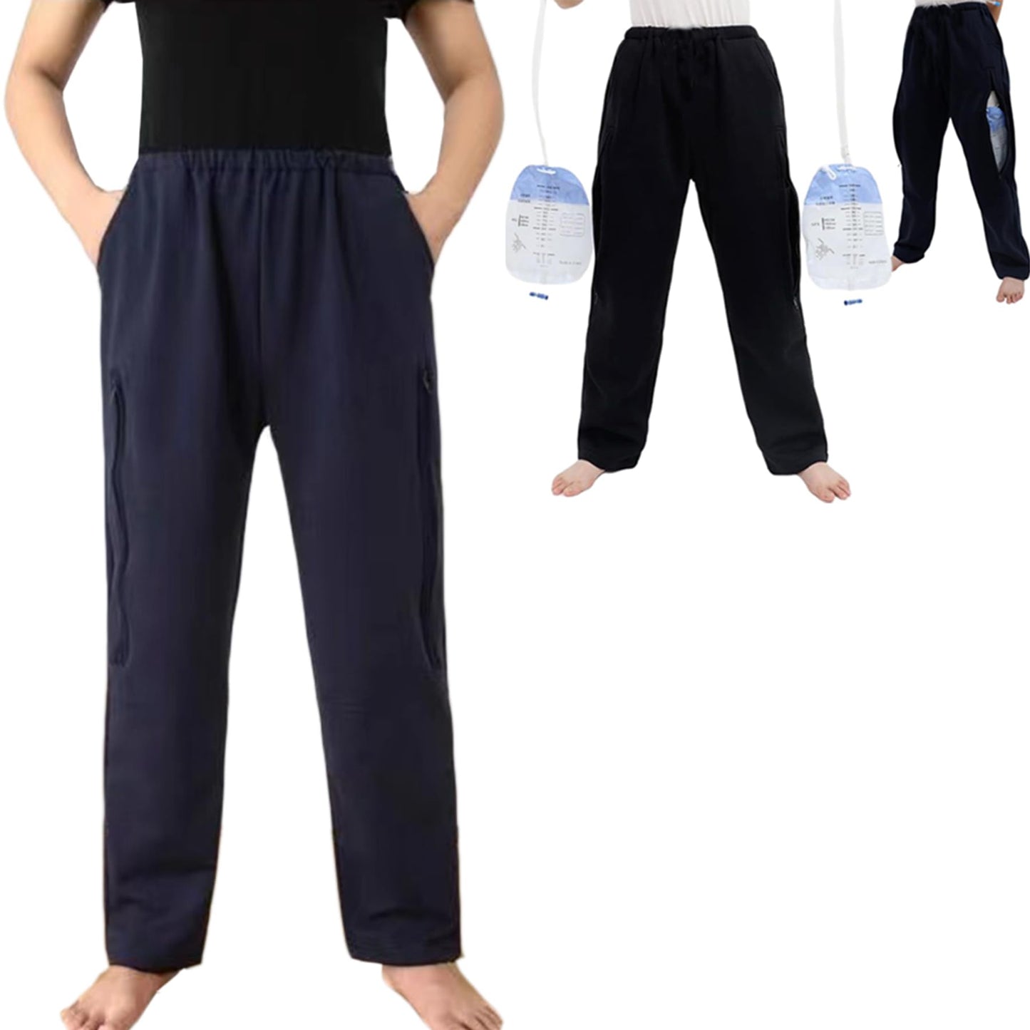 AUSTYLCO Urine Bag Holder Pants with Zippered Pockets,Incontinence Catheter Pants,Urine Bag Holder Trousers for Nephropathy Nephrostomy,Cystostomy,Eelderly