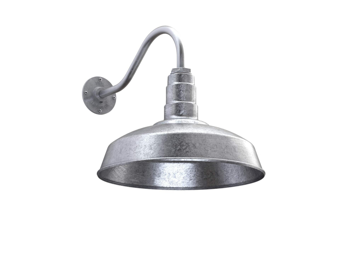 Steel Lighting Co. Gardena Barn Light - 16in Outdoor Gooseneck Wall Mount - Galvanized Steel Finish