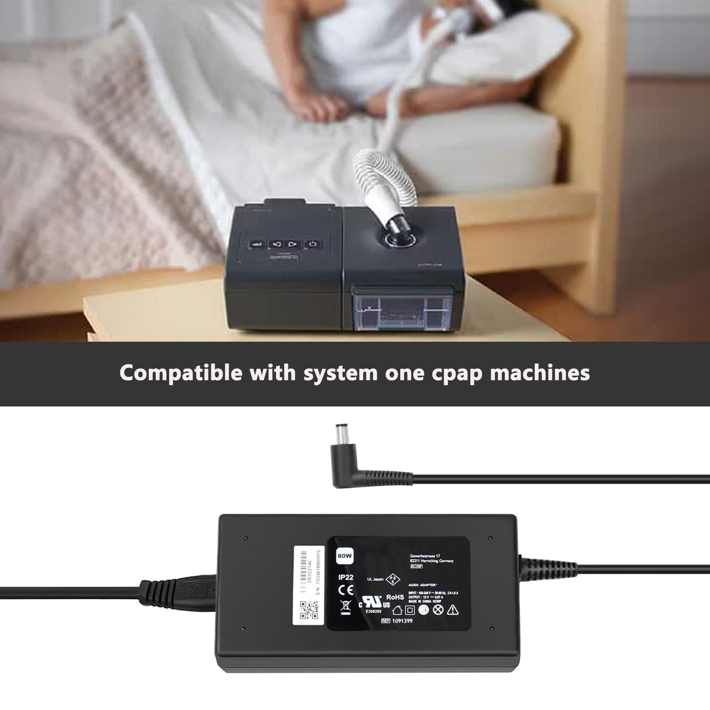 JUYOON 12V 6.67A Charger Compatible with System One 60 Series 267P 467P 560 560P 567P 660P 667P 760 760P 767P 1067P 1167P CPAPs, bi-Level BiPAP Auto pro, BiPAPs Power Supply 1091399 1091398