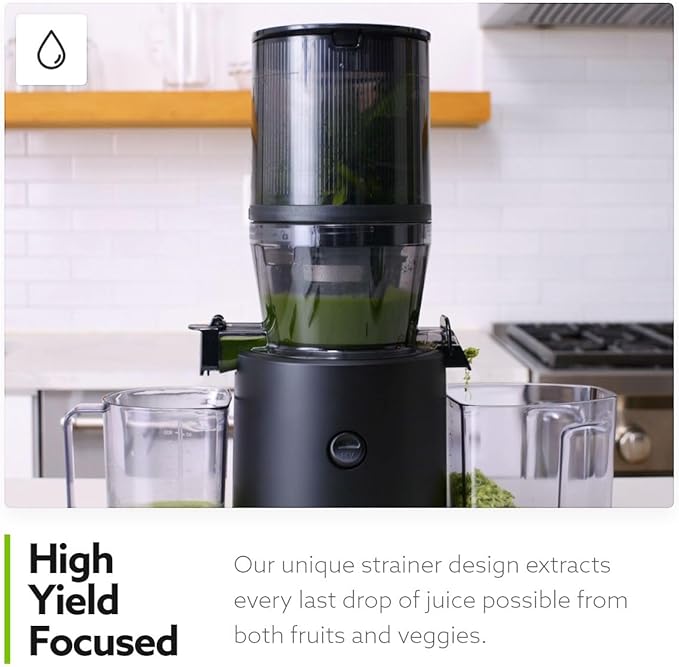 Hurom H320 Slow Juicer | Ultra Low Pulp | Hands-Free | Hopper Fits Whole Produce | Quiet Motor | BPA Free | Easy Assembly | Cold Press Masticating Juicer (Black Slow Juicer)