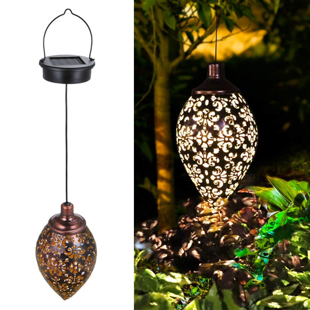 Tomshine Solar Lantern Lights - Waterproof Metal Garden Decor, 1Pack, Bronze, Model Gmm0032