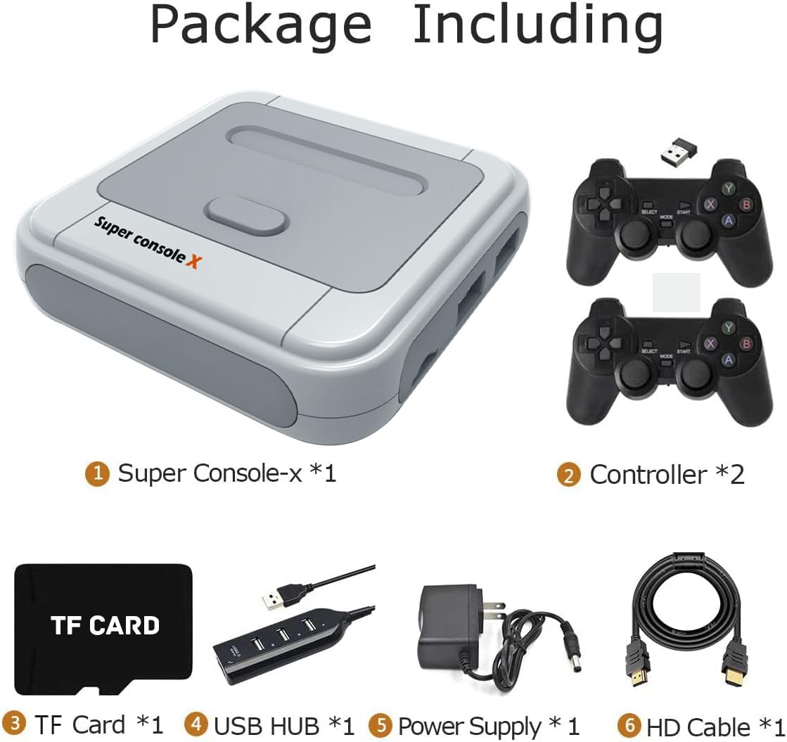 Kinhank Super Console X Retro Video Game Console Built in 117,000+ Games,Emulator Console Compatible with Most Emulators,Game Consoles for 4K HD Output,5 Players,LAN/WiFi,2 Gamepads (128GB)