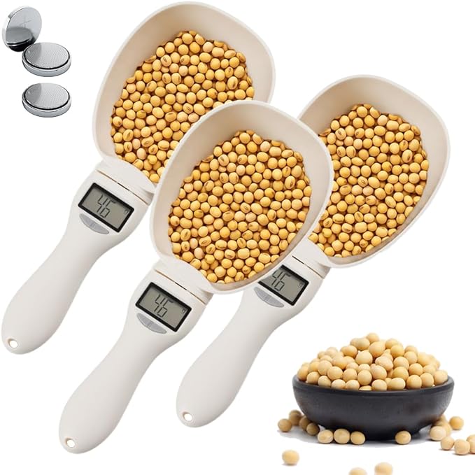 Digital Measuring Spoon, 2026 New Digital Food Measuring Scoop Scale 800g / 0.1g High Precision with LCD Screen, Household Weighing Scoop for Kitchen (3Pcs)