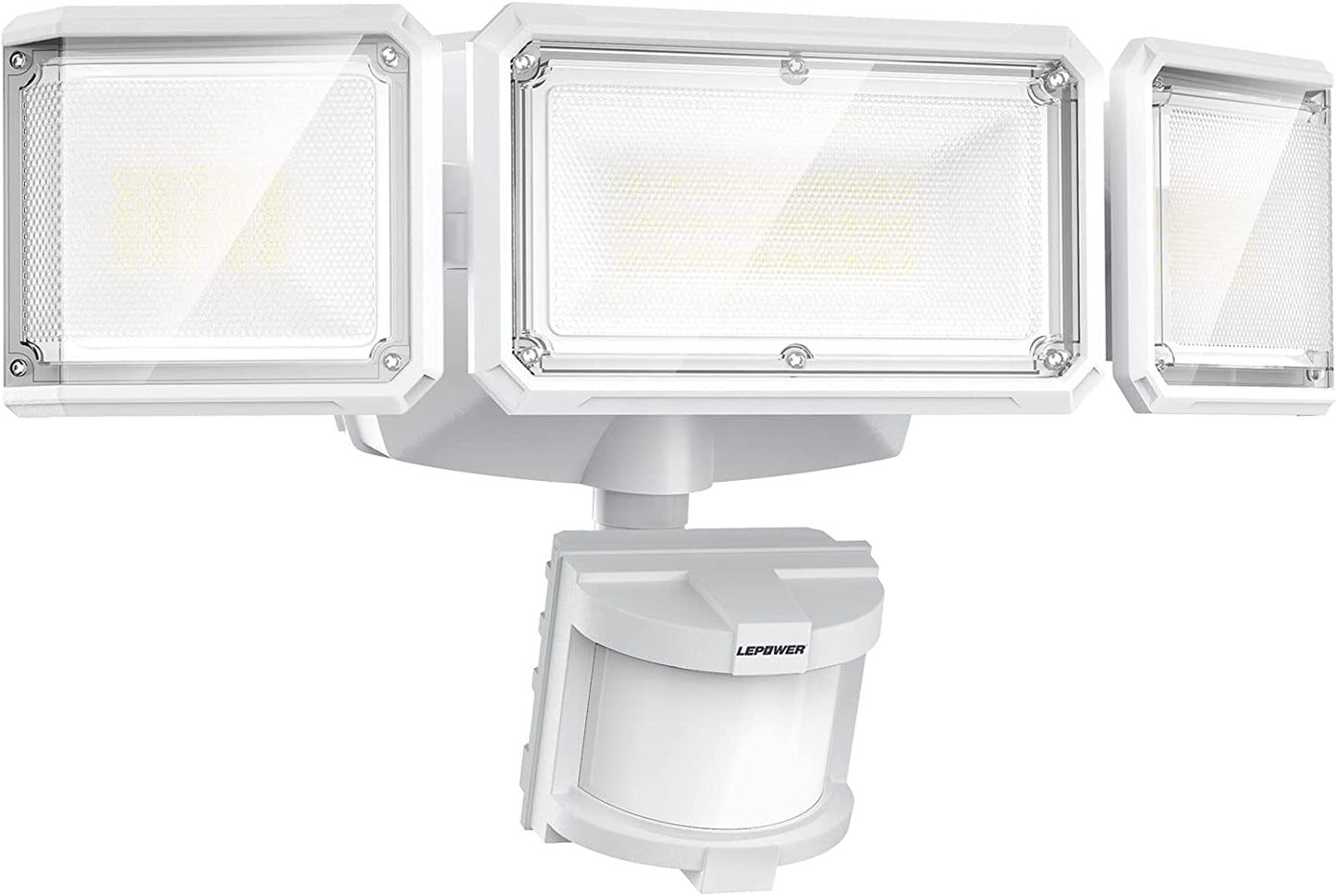 LEPOWER Battery Powered LED Flood Light 1500LM Motion Sensor IP65 Waterproof White Model YY03E-WH