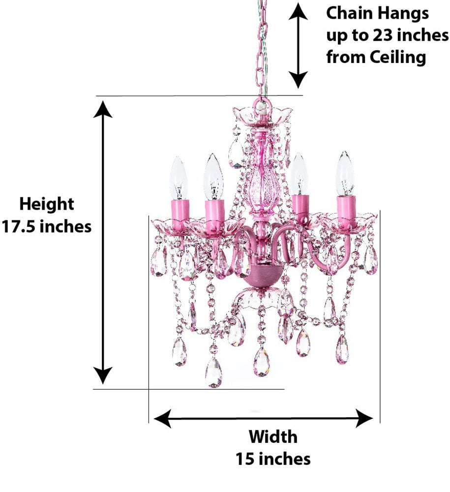 Gypsy Color 4 Light Pink Hardwire Flush Mount Chandelier, Acrylic Crystals, Metal Frame, H17.5”Xw15”, Model Rv-Rsw5-Nmbe