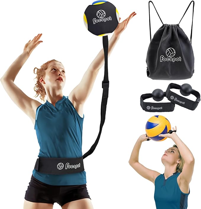 focopot Volleyball Training Equipment Aid,Solo Volleyball Trainer to Practice Serve, Spike, Set and Pass,Perfect Volleybal...