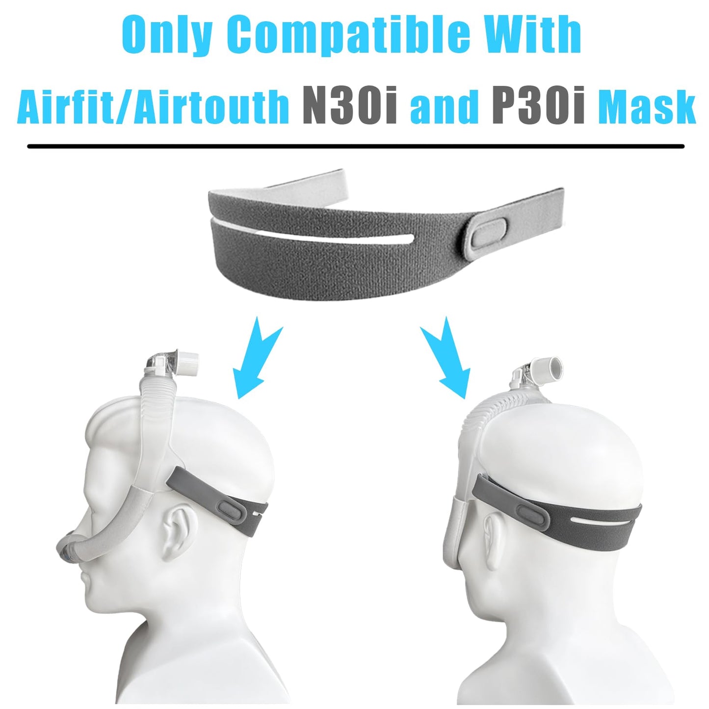GJX 3 Packs Replacement Headgear Straps for Airfit/Airtouth N30i and P30i Closed Edges Nasal Mask Straps Adjustable CPAP Headgear Compatibility with N30i/P30i(Without Mask Frame)