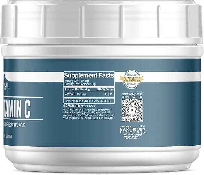 Earthborn Elements Vitamin C Powder (2 lb), Ascorbic Acid, Supplement & Cleaner