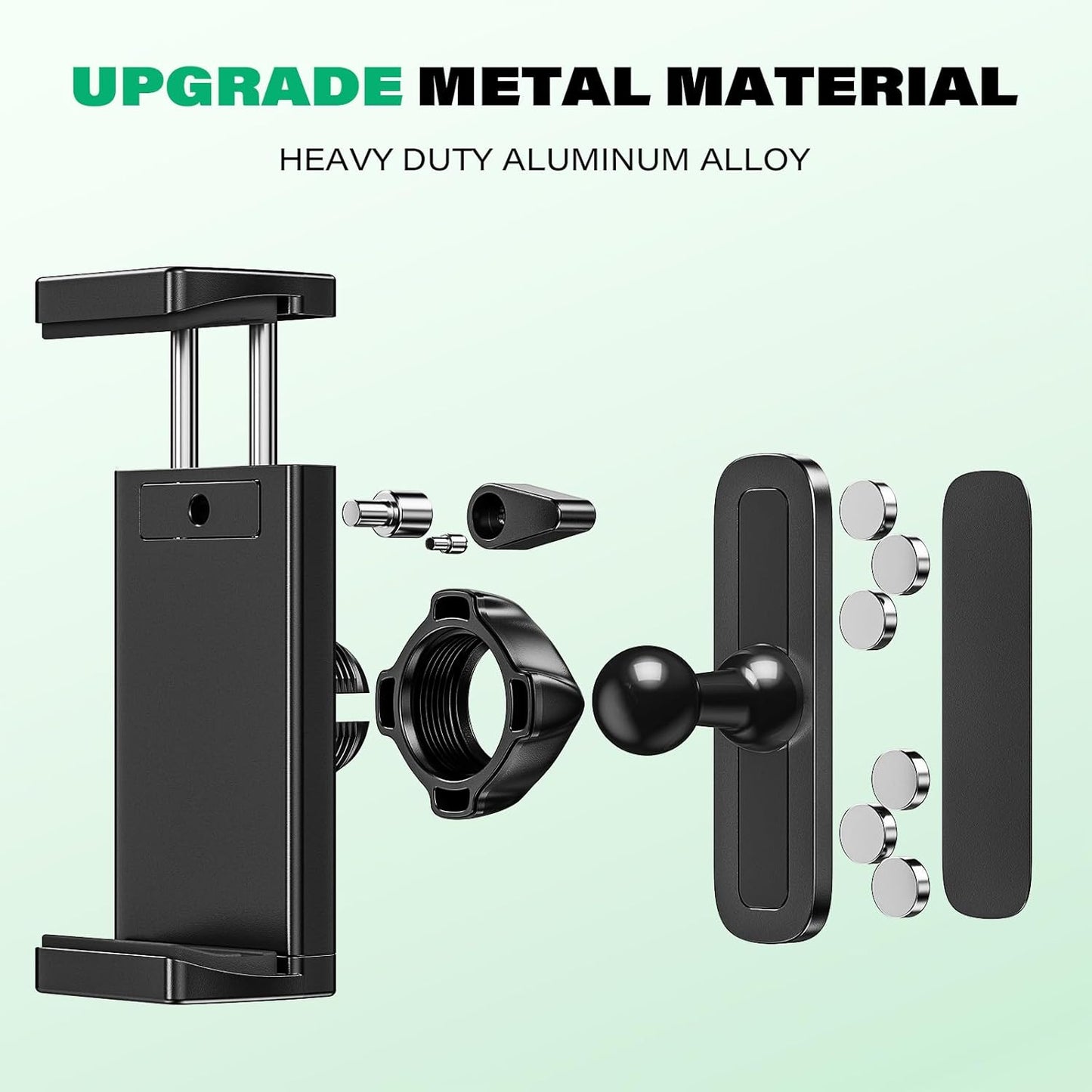 Aluminum Alloy Golf Cart Phone Holder with Safety Lock, Heavy Duty Magnetic Golf Phone Mount for EZGO/Club Car/Yamaha/Icon, Golf Cart Accessories Gifts for Men Women [Phone Case Friendly]