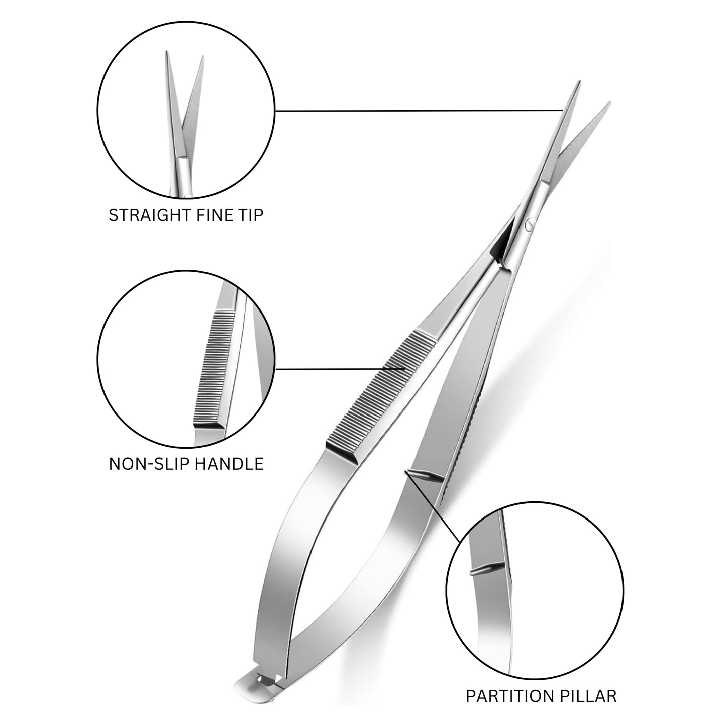 Professional Eye Brow -Micro Scissors 4.5 Straight Castroviejo stitch cutting embroidery spring action extra sharp for ENT-EYE-S