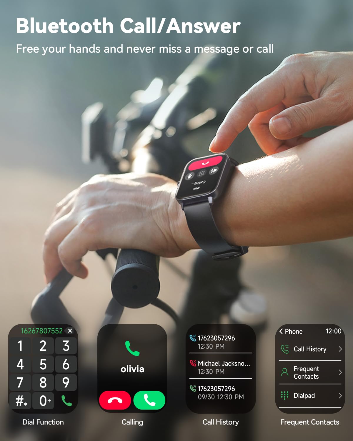 Smart Watches for Women/Men, Smart Watch for Android Phones and iPhone Compatible, Alexa Built-in, 1.8" Fitness Watches for Women, IP68 Waterproof/Bluetooth Call, Heart Rate/Sleep Monitor, Black